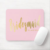 Elegant pastel pink & gold bridesmaid mouse pad (With Mouse)