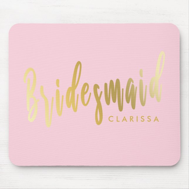 Elegant pastel pink & gold bridesmaid mouse pad (Front)