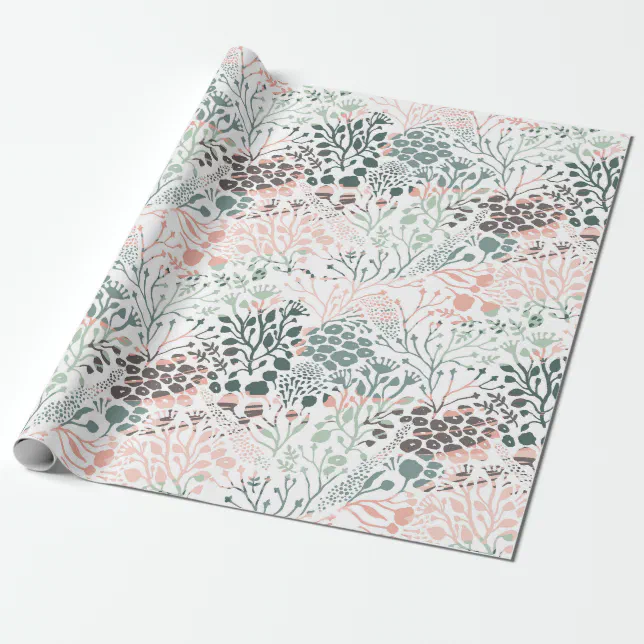 Elegant Pastel Pink Green Mint Floral Botanical Wrapping Paper | Zazzle