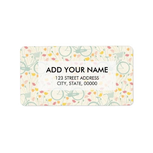 Elegant pastel pink green spring floral bicycle label