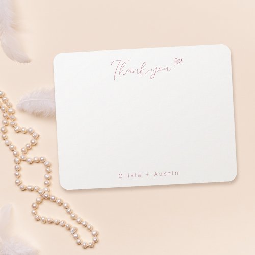Elegant Pastel Pink Hand Drawn Bow Thank You Note Card