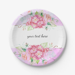 Elegant Pastel Pink Hydrangea Flower Party  Paper Plates