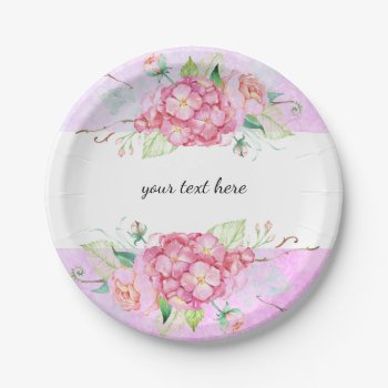 Elegant Pastel Pink Hydrangea Flower Party  Paper Plates by Susang6 at Zazzle