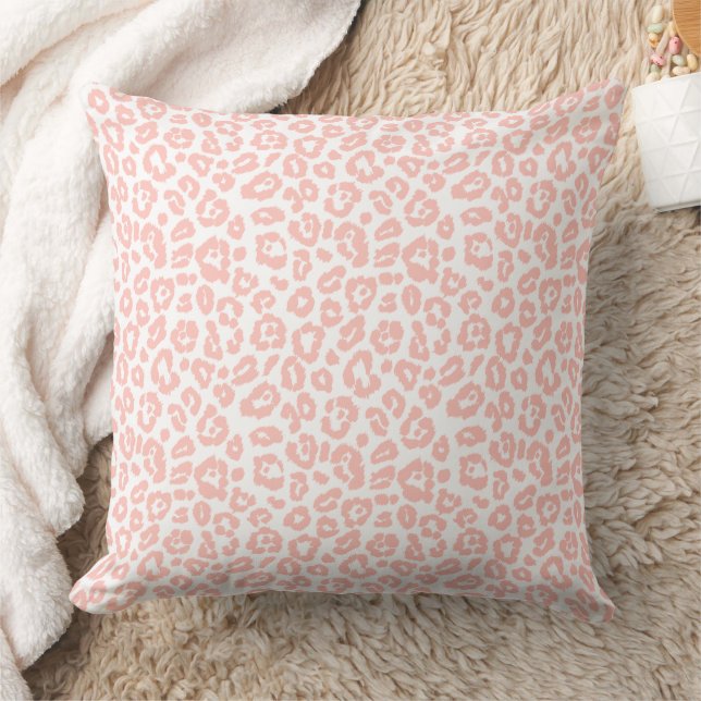 Elegant Pastel Pink Leopard Print Pattern Throw Pillow (Blanket)