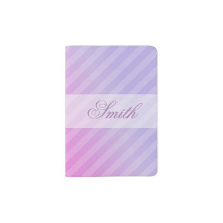 Elegant Pastel Pink Lilac Striped Personalized Passport Holder