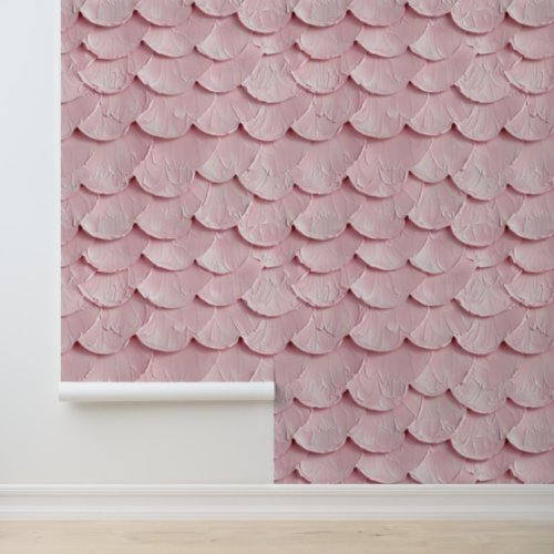 Elegant Pastel Pink Mermaid Skin Scalloped Wallpaper