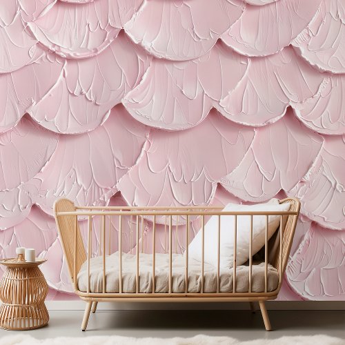 Elegant Pastel Pink Mermaid Skin Scalloped Wallpaper