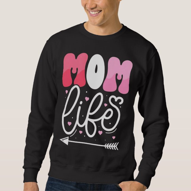 Elegant Pastel Pink Mom Life Script Design Sweatshirt (Front)