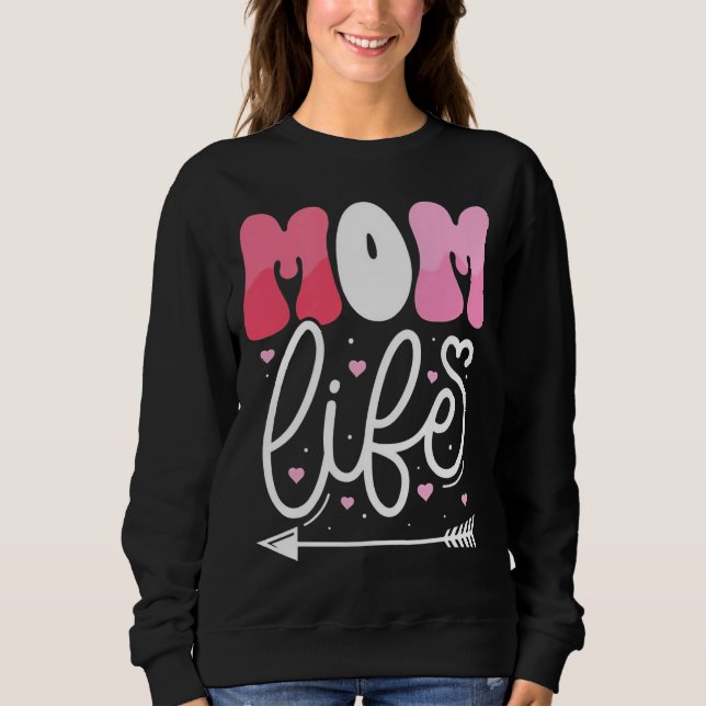 Elegant Pastel Pink Mom Life Script Design Sweatshirt (Front)