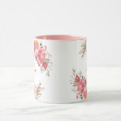 Elegant Pastel Pink Peach Rose Floral Monogram Mug (Center)