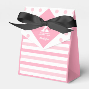 Elegant Pastel Pink Polka Dots Stripes Favor Box