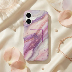 Elegant Pastel Pink Purple and Gold Swirl Marble iPhone 17 Case