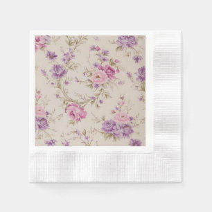 Elegant Pastel Pink & Purple Garden Blooms Napkins