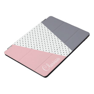 Elegant pastel pink purple geometric polka dots iPad pro cover
