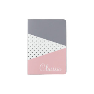 Elegant pastel pink purple geometric polka dots passport holder