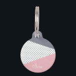Elegant pastel pink purple geometric polka dots pet name tag<br><div class="desc">A beautiful combination of modern pastel geometric and retro polka dots pattern.</div>