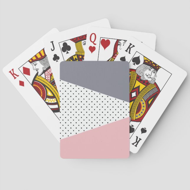 Elegant pastel pink purple geometric polka dots poker cards (Back)