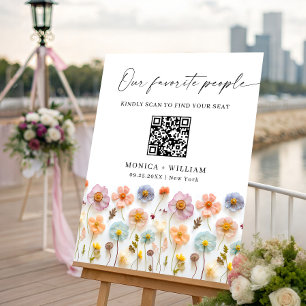 Elegant Pastel Pink QR code Tables SEATING CHART Foam Board