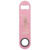 Elegant pastel pink & rose gold bridesmaid bar key (Front)