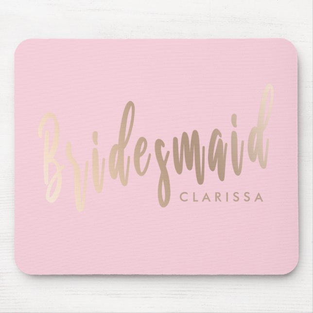 Elegant pastel pink & rose gold bridesmaid mouse pad (Front)