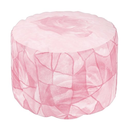 Elegant Pastel Pink Rose Mosaic Round Pouf