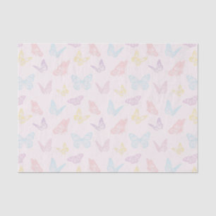 Elegant Pastel Pink Seamless Butterfly Pattern Tissue Paper