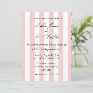 Elegant Pastel Pink Stripes Wedding Invitation