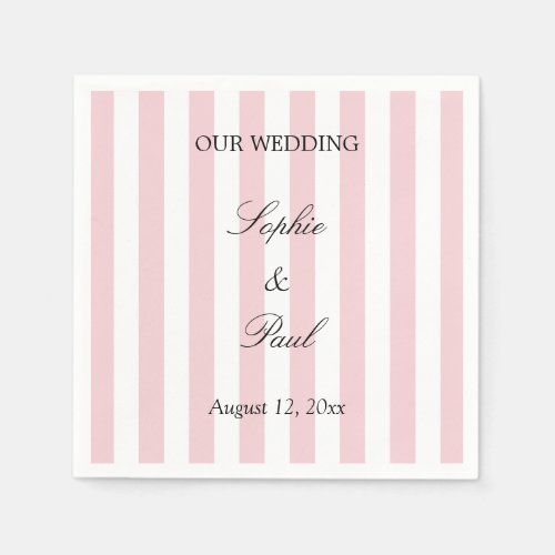 Elegant Pastel Pink Stripes Wedding Napkins