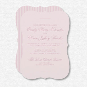 Elegant Pastel Pink Tone On Tone Stripes Wedding Invitation