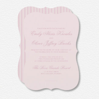 Elegant Pastel Pink Tone On Tone Stripes Wedding  Invitation