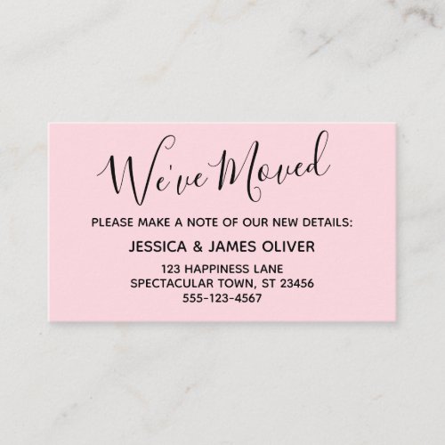 Elegant Pastel Pink Typography Weve Moved Card