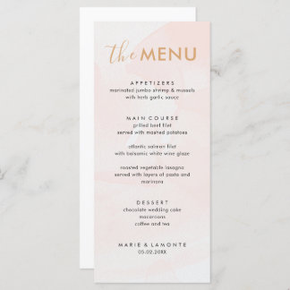 Elegant Pastel Pink Wedding Menu