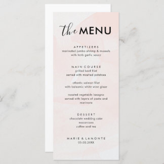 Elegant Pastel Pink Wedding Menu