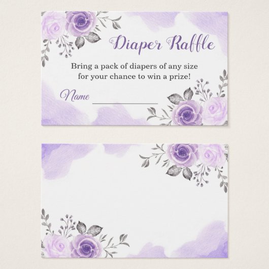 Elegant Pastel Purple Floral Diaper Raffle Tickets (Front & Back)