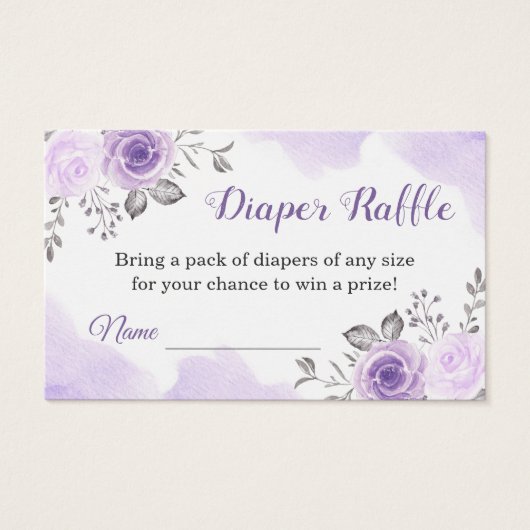 Elegant Pastel Purple Floral Diaper Raffle Tickets (Front)