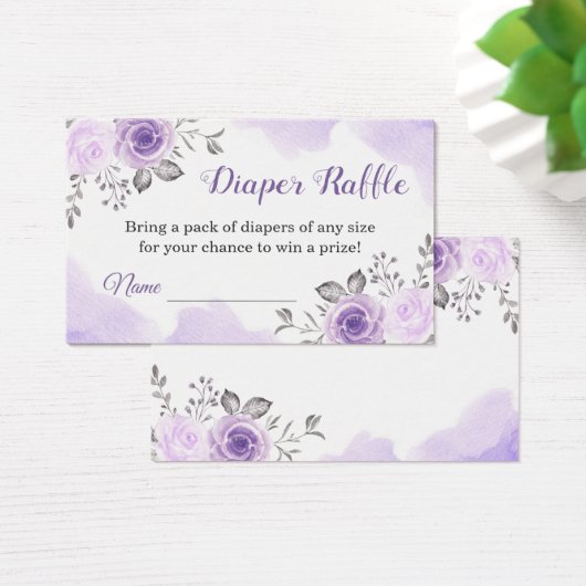 Elegant Pastel Purple Floral Diaper Raffle Tickets (Desk)
