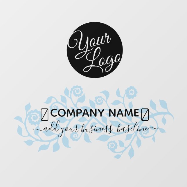    Elegant Pastel Purple Floral Swirls Name & Logo Wall Decal (Front)