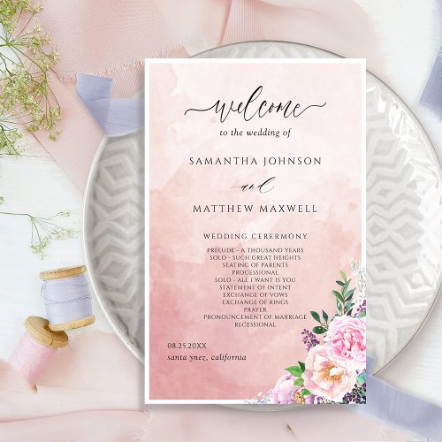 Elegant Pastel Purple Floral Wedding Program