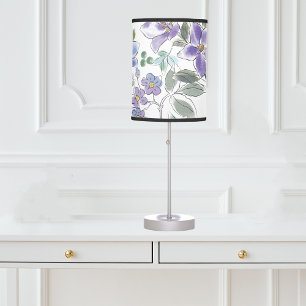 Elegant Pastel Purple Flowers and Leaves lamp