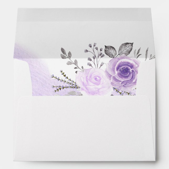 Elegant Pastel Purple Flowers for 5x7 Invitation Envelope (Back (Bottom))