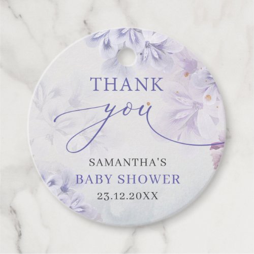 Elegant pastel purple spring flowers baby shower favor tags
