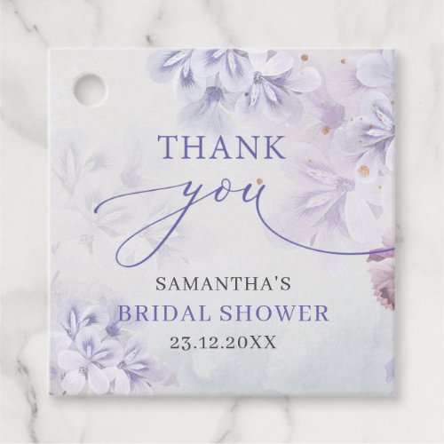 Elegant pastel purple spring flowers bridal shower favor tags