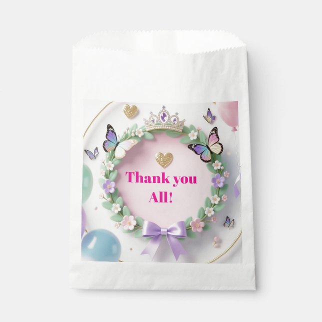 Elegant Pastel Quinceañera Favor Bags with balloon (Front)