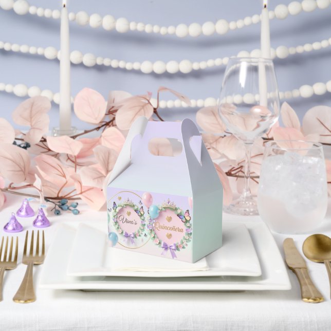Elegant Pastel Quinceañera Place Cards Favor Boxes (Wedding)