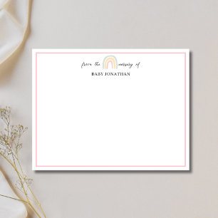 Elegant Pastel Rainbow Baby Pink Border Note Card