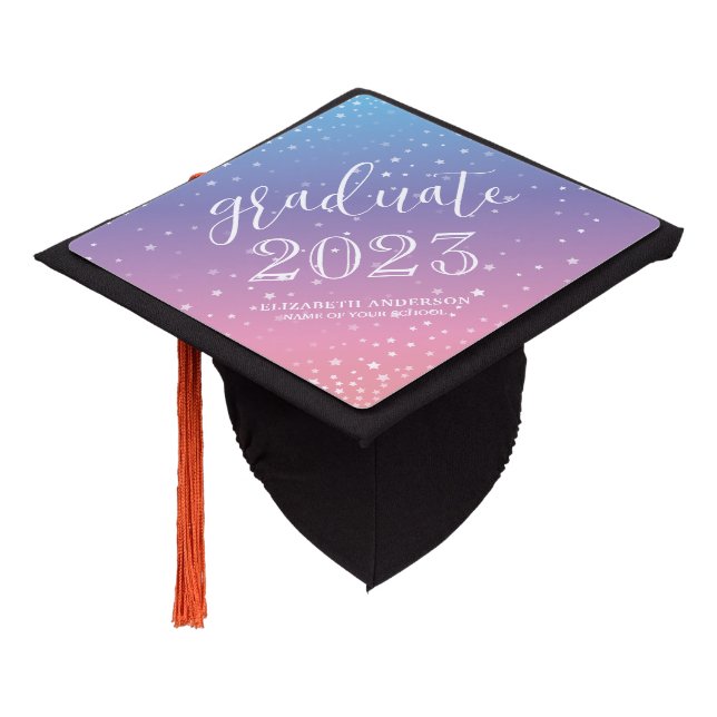 Elegant Pastel Rainbow Graduate Graduation Cap Topper (Angled)