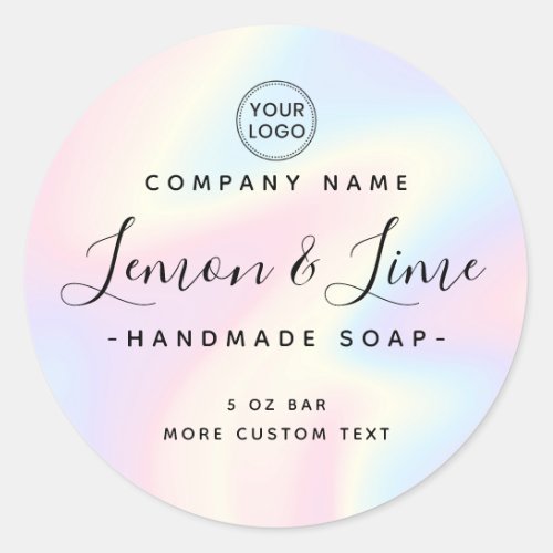 Elegant pastel rainbow round product label