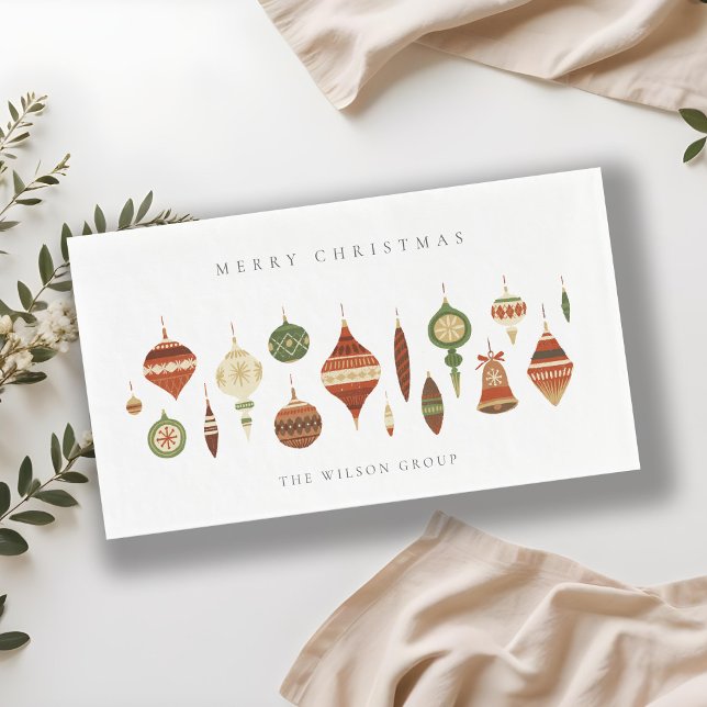ELEGANT PASTEL RED GREEN STAR CHIRSTMAS ORNAMENTS PAPER GUEST TOWELS (Creator Uploaded)