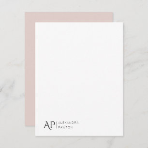 Elegant Pastel Rose Custom Name Personal Note Card