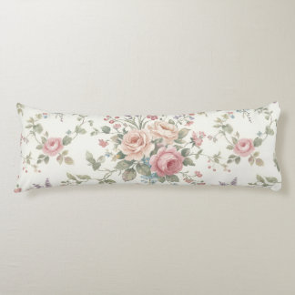 Elegant Pastel Roses Shabby Chic Body Pillow